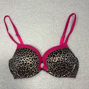 Victoria’s Secret PINK Women Animal Print Pink Trim Ultimate Push Up Bra